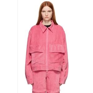 KkCo Full Zip Route Field Jacket Hot Pink Corduroy Streetwear XS Oversized
